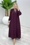 Bordo Premıum Melek Abaya Takım