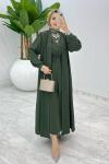 Haki Premium Melek Abaya Takım