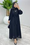 Siyah Premium Melek Abaya Takım