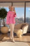 2755 Dikiş Detaylı Yırtmaçlı Sweatshirt Pembe